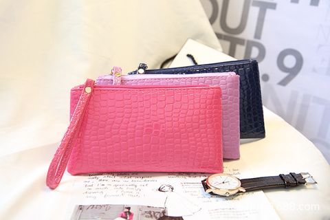 White Red Purple Pu Leather Crocodile Square Evening Bags