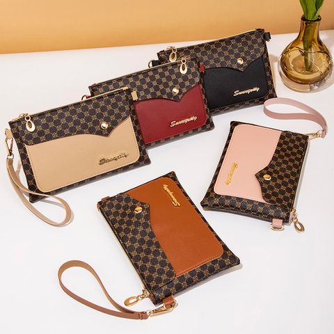 Women's Small Pu Leather Color Block Fashion Square Zipper Crossbody Bag