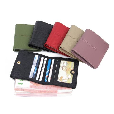 Women's All Seasons Leather Solid Color Basic Square Buckle Phone Wallet