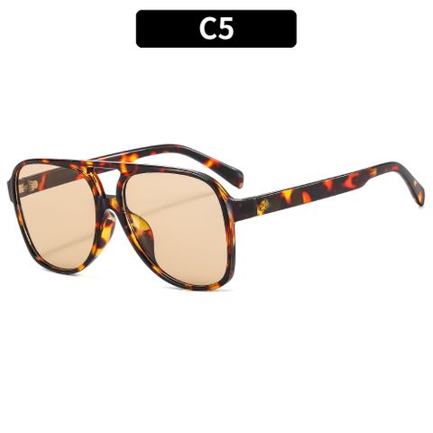 Lässig Einfarbig Leopard Ac Runder Rahmen Vollbild Sonnenbrille Der Frauen