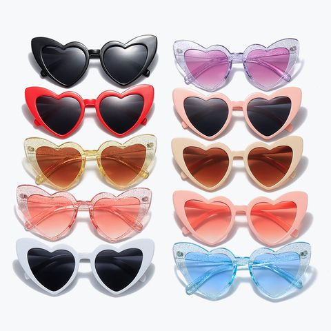 Casual Heart Shape Ac Butterfly Frame Full Frame Women's Sunglasses