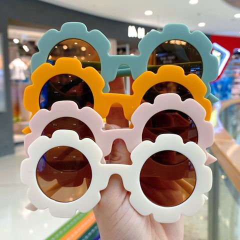 Fashion Flower Ac Round Frame Full Frame Kids Sunglasses