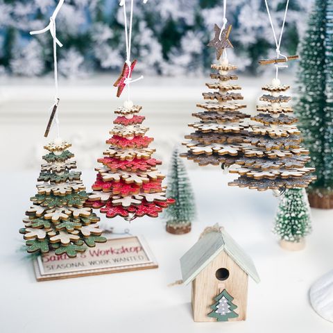 Christmas Fashion Christmas Tree Star Wood Party Hanging Ornaments