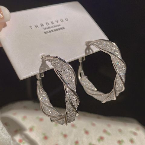 1 Pair Fashion Circle Gold Plated Alloy Hoop Earrings