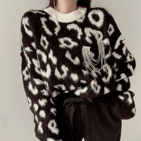 Women's Sweater Long Sleeve Sweaters & Cardigans Fashion Leopard