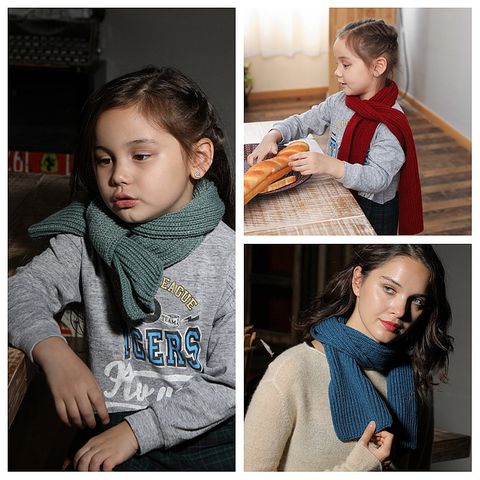 Children Unisex Simple Style Solid Color Braid Scarf