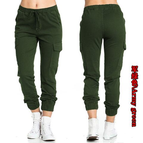 Women's Daily Basic Solid Color Full Length Elastic Waist Casual Pants