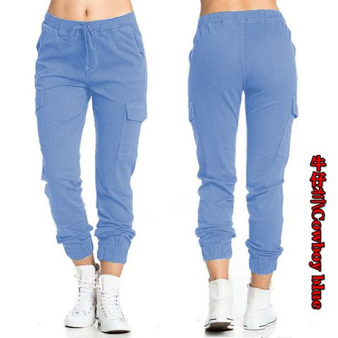 Women's Daily Basic Solid Color Full Length Elastic Waist Casual Pants