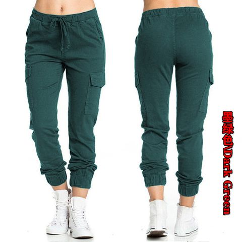 Women's Daily Basic Solid Color Full Length Elastic Waist Casual Pants