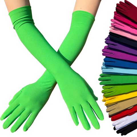 Mujeres Estilo Simple Color Sólido Fibra De Leche Guantes 1 Par