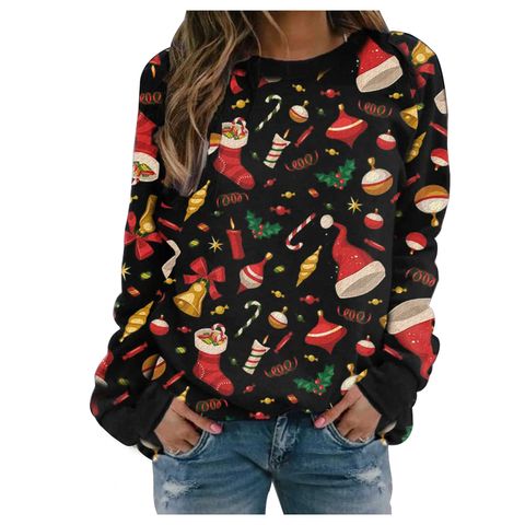 Women's Hoodie Long Sleeve Hoodies & Sweatshirts Printing Casual Christmas Tree Gingerbread