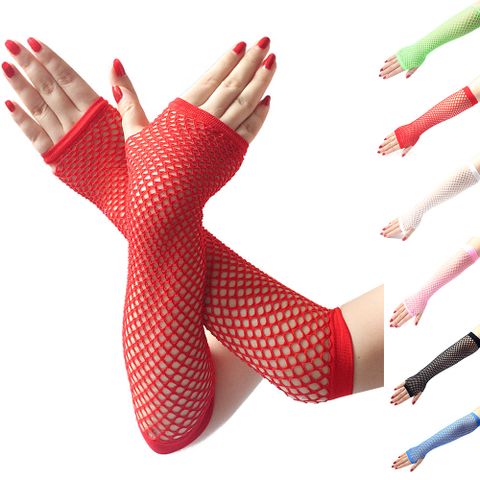 Women's Punk Solid Color Nylon Gloves 1 Pair