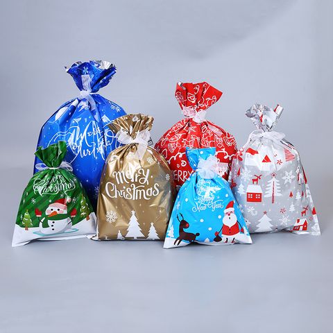 Christmas Cute Santa Claus Snowman Snowflake Pe Party Gift Bags 1 Piece