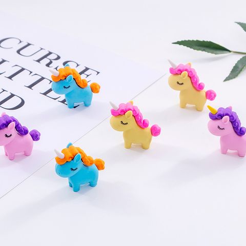 Cute Cartoon Unicorn Student Creative Eraser Color Random