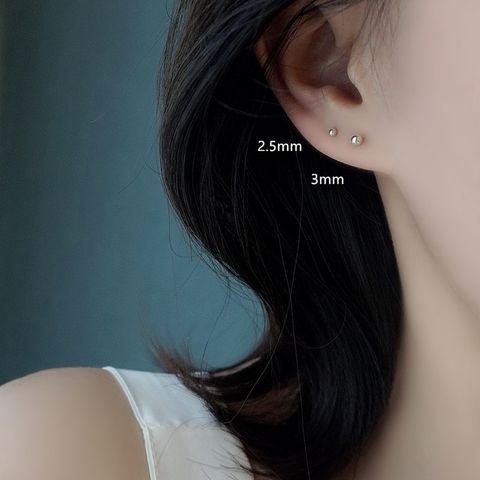 Simple Style Geometric Sterling Silver Plating Ear Studs 1 Pair
