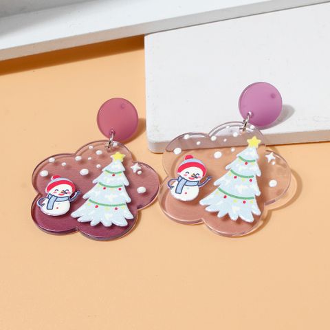 Cute Christmas Tree Snowman Plastic Women's Drop Earrings 1 Pair