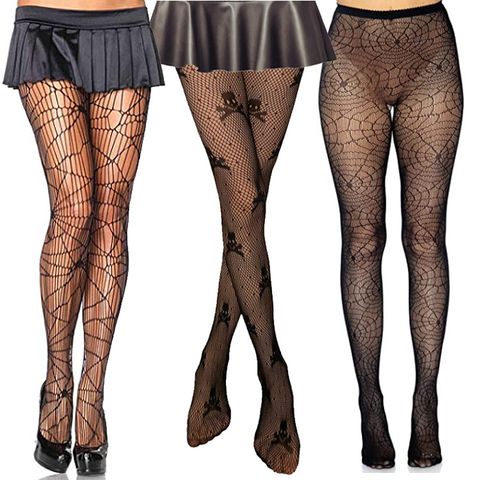 Spider Web Skull Breathable Hollow Out Stockings