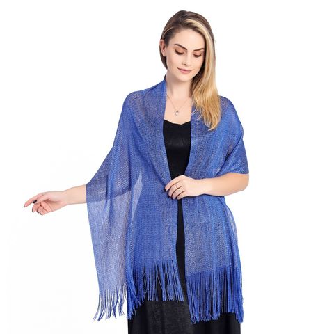 Women's Elegant Solid Color Polyester Tassel Shawls