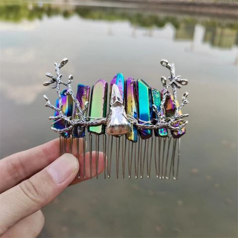 Ethnic Style Crown Artificial Crystal Plating Hair Combs