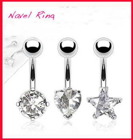 Fashion Heart Shape Stainless Steel Belly Ring 1 Piece