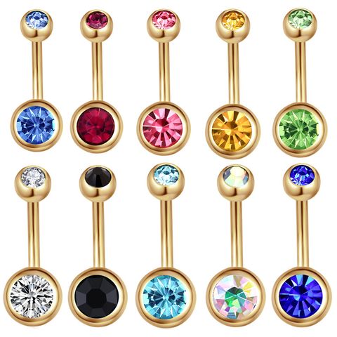 Fashion Flower Stainless Steel Diamond Belly Ring 1 Piece