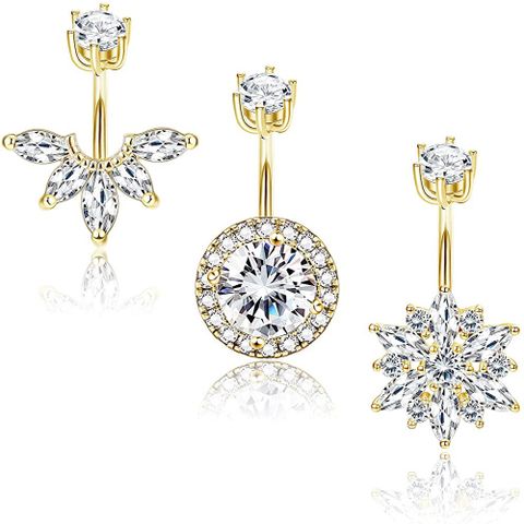 Fashion Crown Stainless Steel Zircon Belly Ring 1 Piece 1 Set