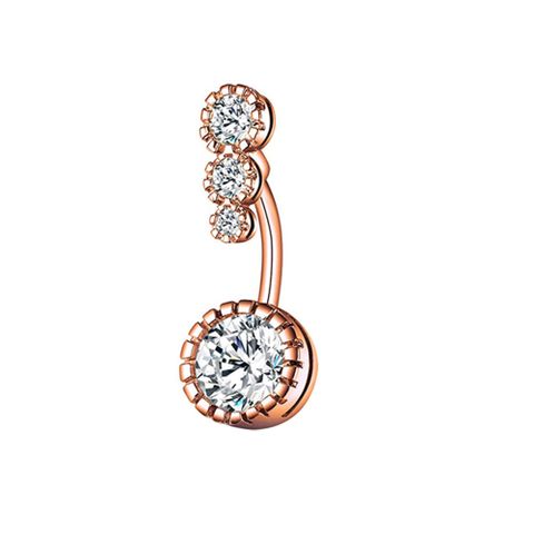 Fashion Water Droplets Stainless Steel Inlay Zircon Belly Ring 5 Pieces