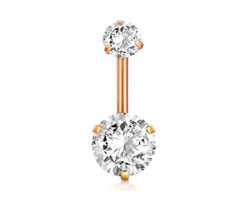 Simple Style Heart Shape Stainless Steel Plating Zircon Belly Ring 1 Piece