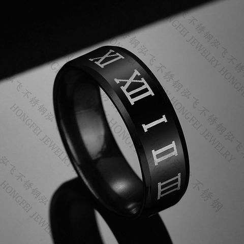 Titanium&stainless Steel Fashion Geometric Ring  (black-6) Nhhf0903-black-6