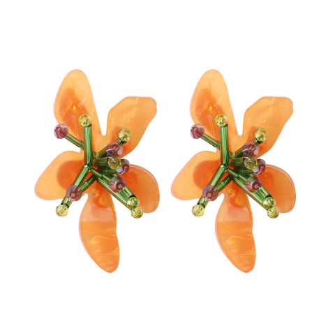 Fashion Flower Plastic Resin Women's Rings Earrings Necklace
