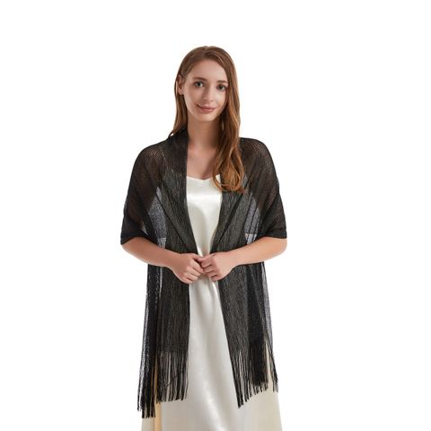 Women's Fashion Solid Color Polyester Tassel Shawls