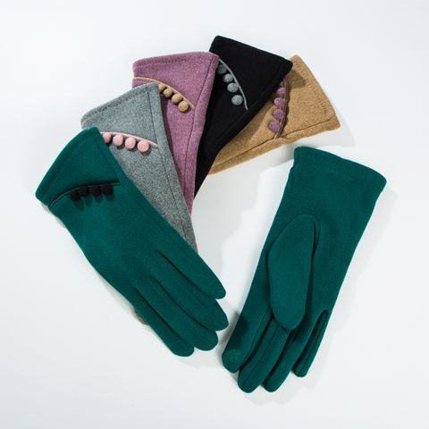 Frau Elegant Einfarbig Polyester Baumwolle Handschuhe 1 Paar