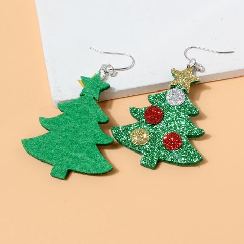 Cute Christmas Tree Pu Leather Women's Drop Earrings 1 Pair