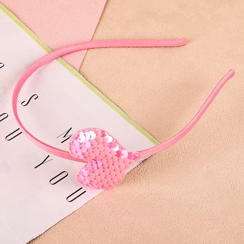 Women's Cartoon Style Heart Shape Cloth Sequins Hair Clip Hair Band