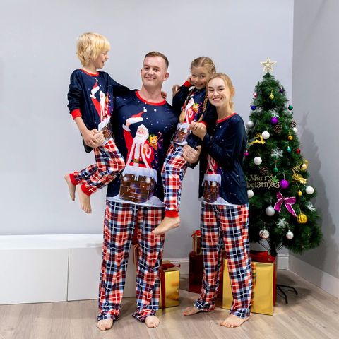 Cute Santa Claus Polyester Pants Sets Straight Pants Family Matching Outfits