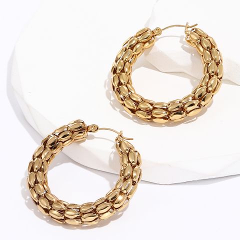 Simple Style Circle Stainless Steel Gold Plated Earrings 1 Pair