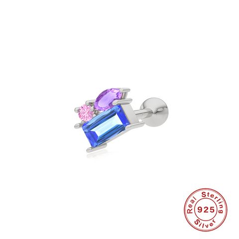 Fashion Water Droplets S925 Sterling Silver Inlay Zircon Ear Studs 1 Piece