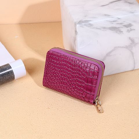 Unisex Solid Color Pu Leather Zipper Coin Purses