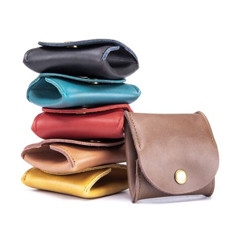 Unisex Solid Color Leather Magnetic Buckle Coin Purses