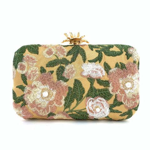 Polyester Flower Embroidery Square Evening Bags
