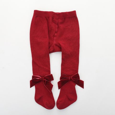 Cute Solid Color Bowknot Cotton Pants & Leggings