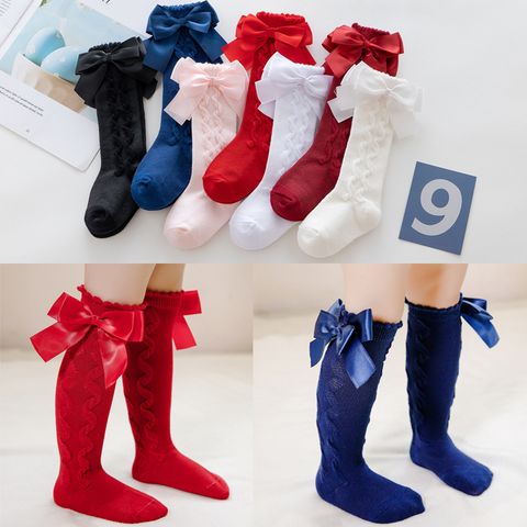 Women's Fashion Solid Color Bow Knot Cotton Ankle Socks 1 Set