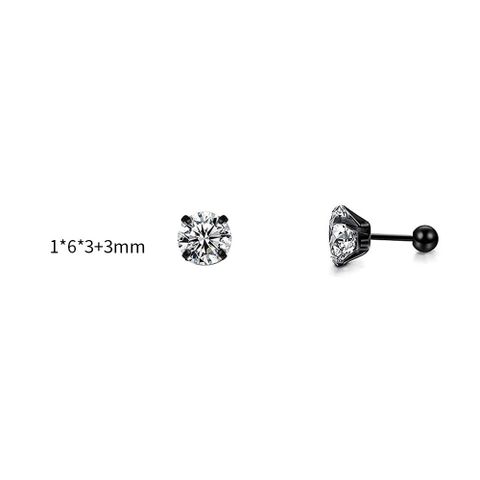 Simple Style Round Stainless Steel Inlay Zircon Ear Studs 1 Piece