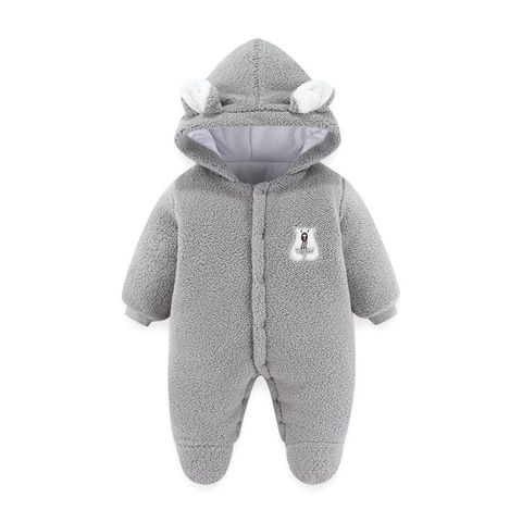 Casual Solid Color Polyester Fleece Baby Rompers