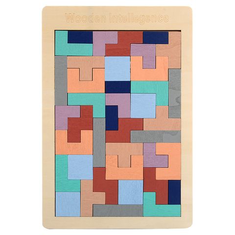 Wooden Tetris Changeable Squares Intelligence Product  Children's Puzzle Educational Toys