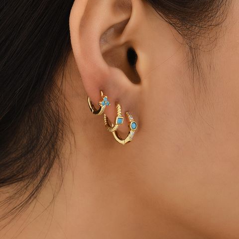 Fashion Geometric Alloy Inlay Turquoise Women's Earrings 1 Pair
