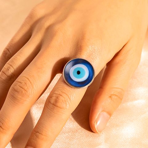 Hip-hop Eye Alloy Inlay Artificial Gemstones Unisex Open Ring