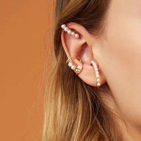 Simple Style Animal Alloy Inlay Rhinestones Pearl Women's Ear Clips 1 Set