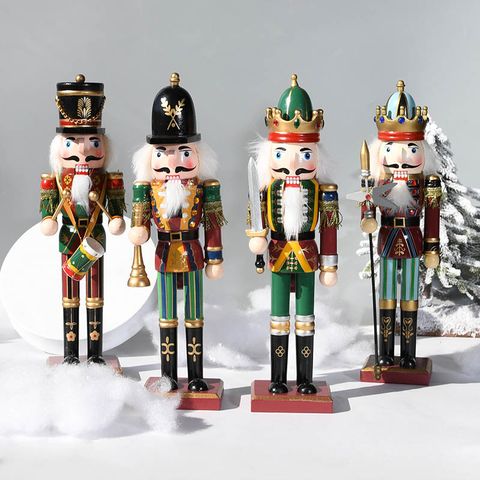 30cm Wood Nutcracker Puppet Soldier Doll Vintage Christmas Small Ornaments