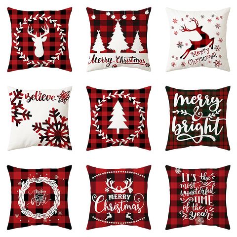 Casual Christmas Tree Snowflake Elk Short Plush Pillow Cases